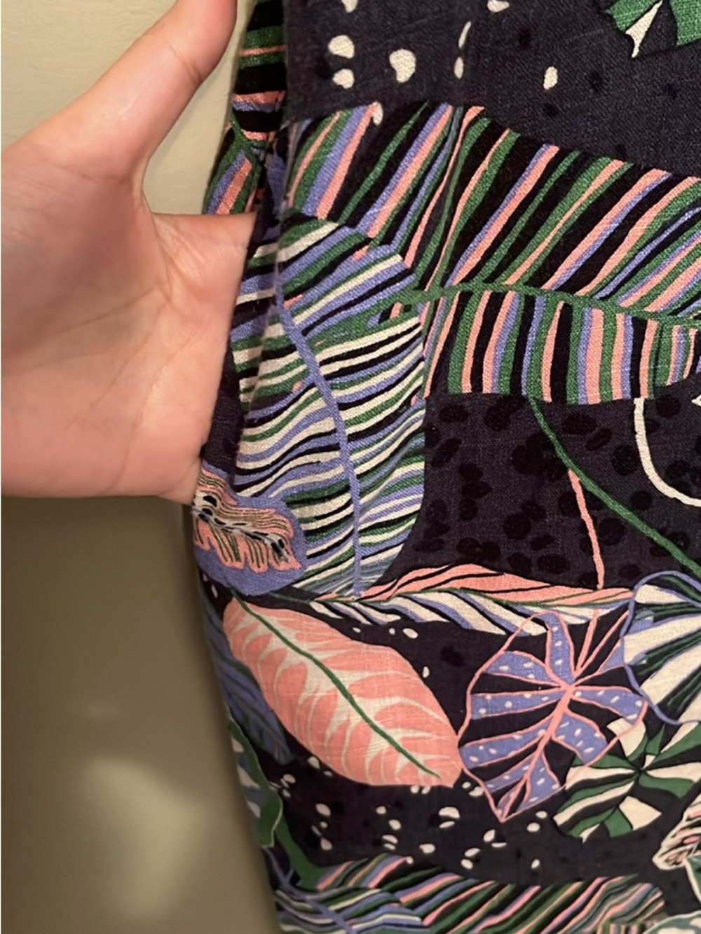 Patterned mini Linen Dress - Picture 4 of 5